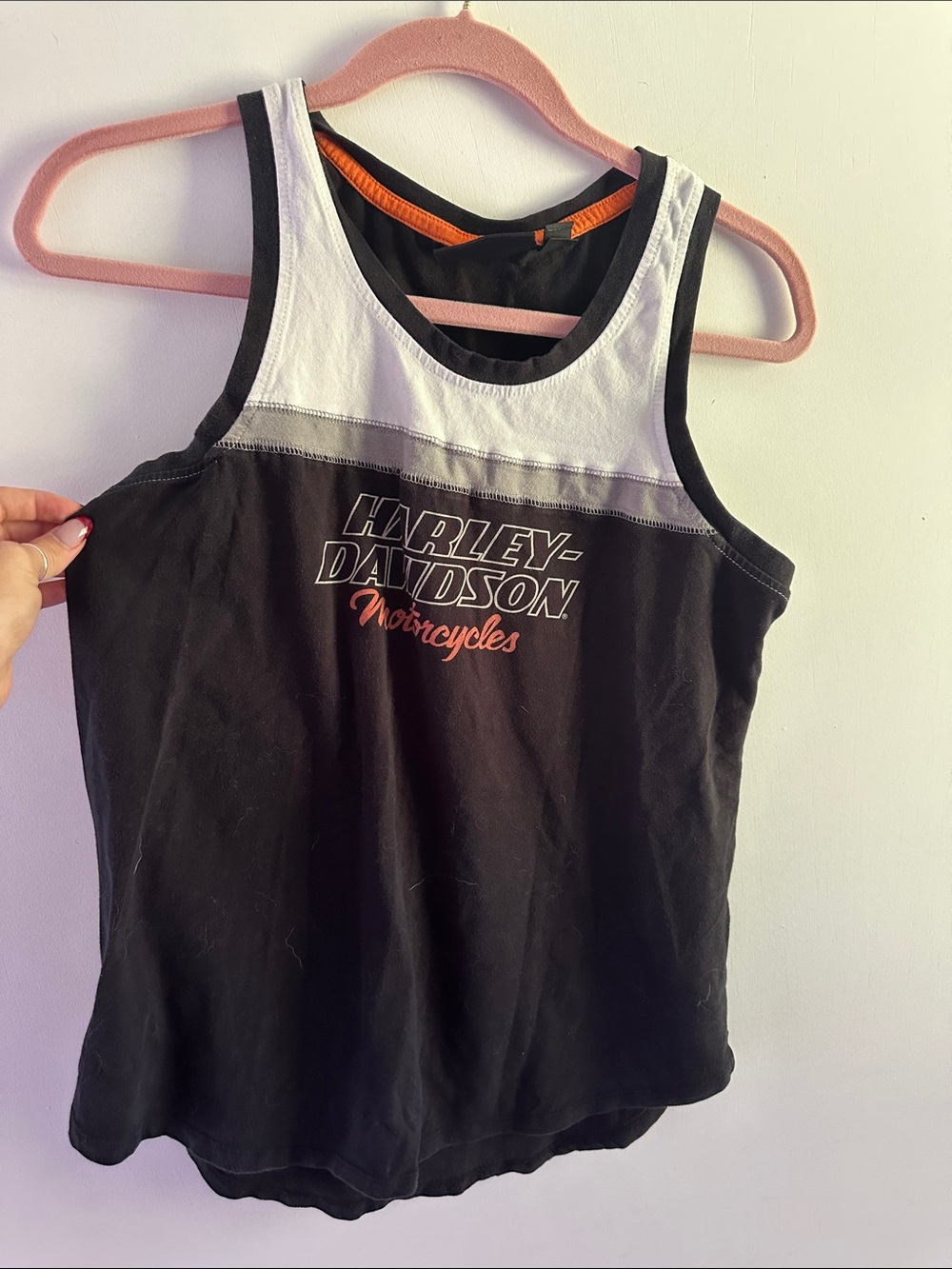Vintage Harley-Davidson Black, White & Orange Tank Top